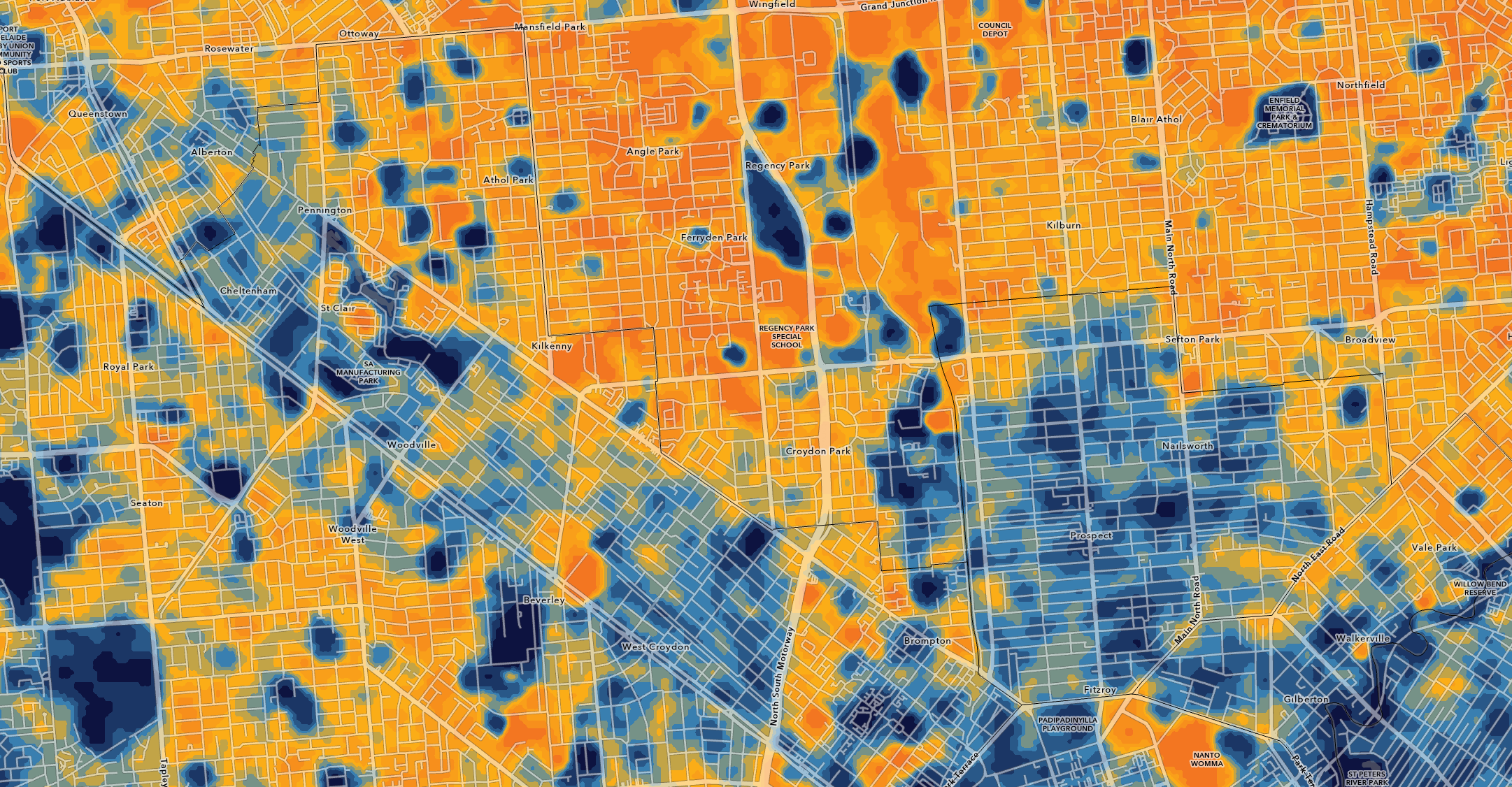 Adelaide urban heat map