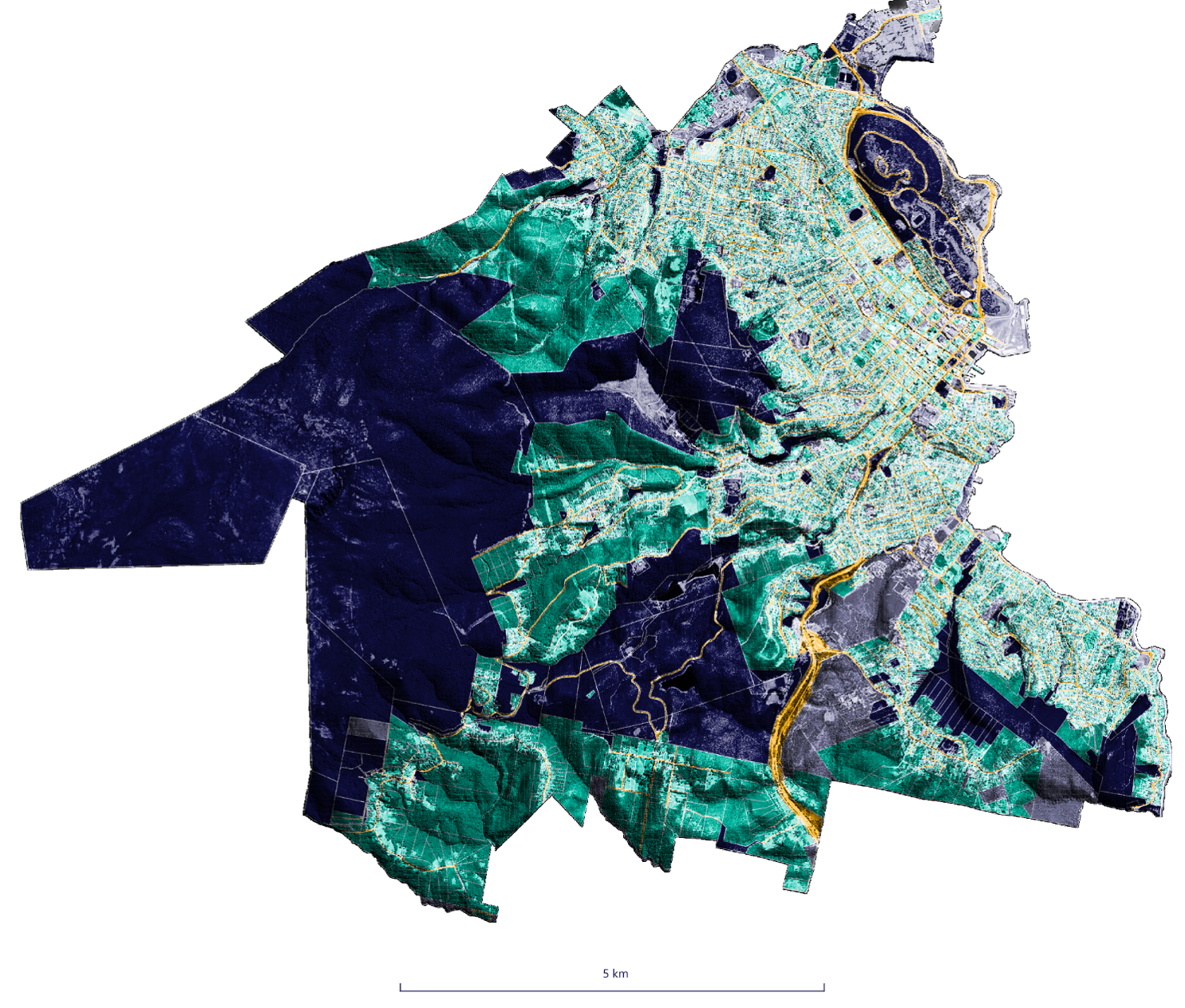 City-wide tree canopy mapping across Hobart derived from satellite imagery