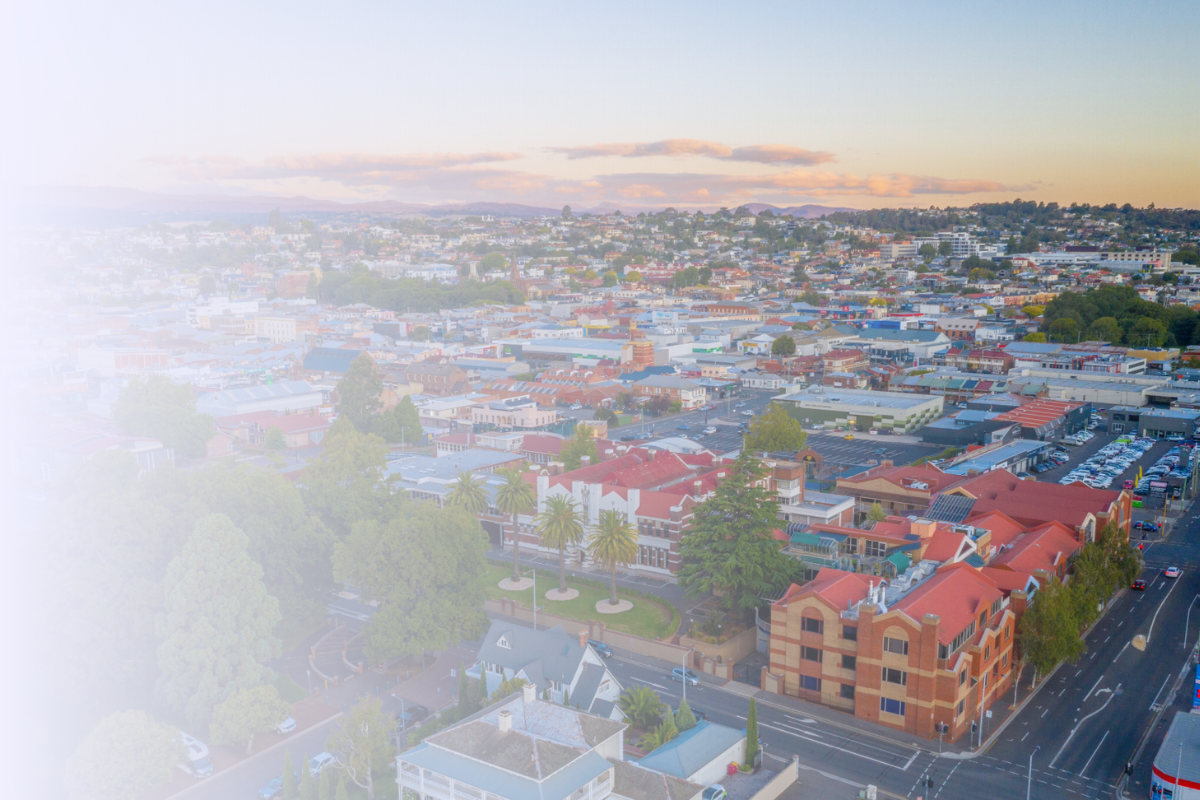 Aerial image of Launceston, Australia