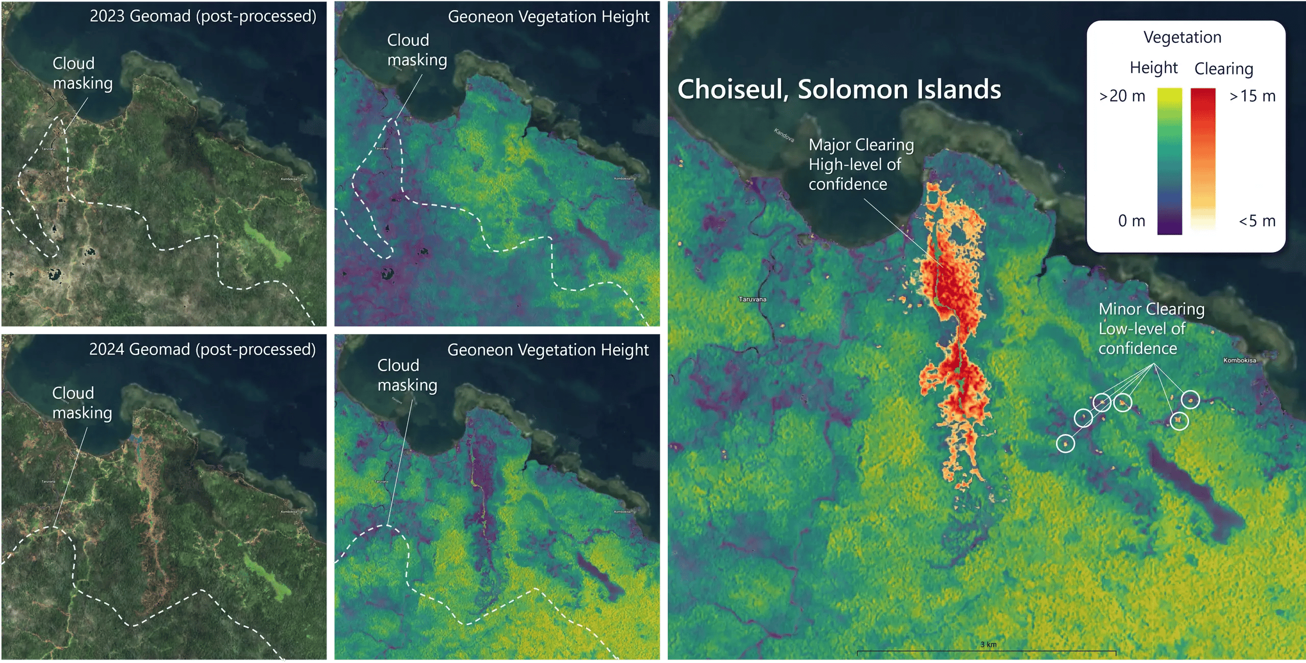Satellite vegetation-height mapping and clearing analysis for Choiseul Island, Solomon Islands
